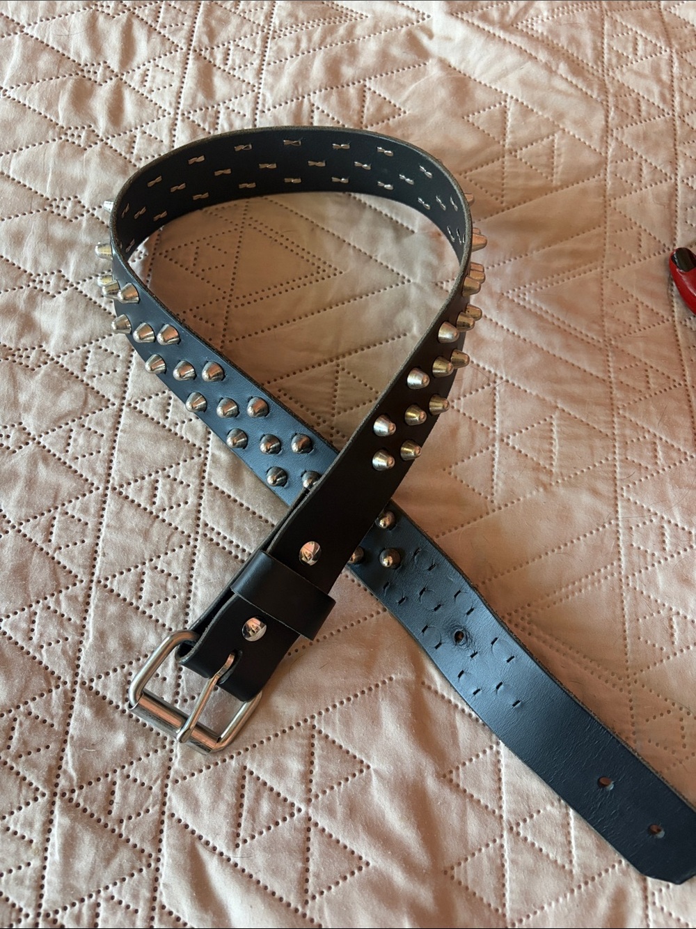Black Leather Studded Spike Belt - Women Accessories - Picture 2 of 3